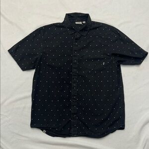 Vans Men's Black Button-Down Shirt with Pattern